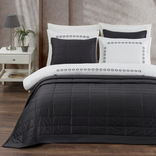 Savio Cotton Satin Bedspread Set Anthracite