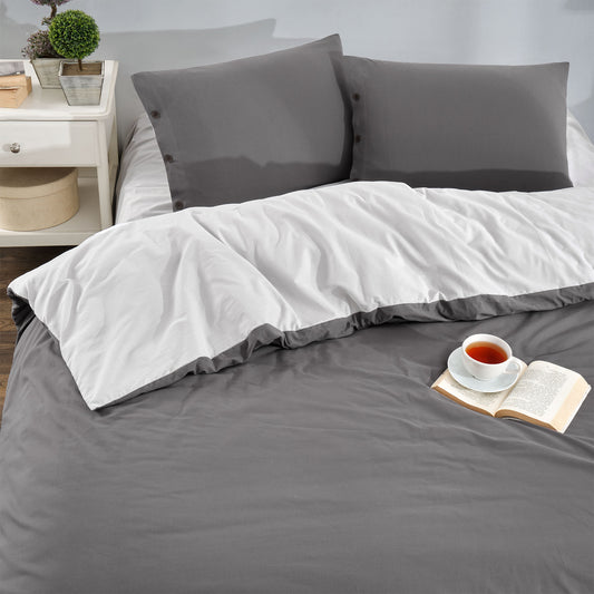 Twin Soft Tek Kişilik Double Face Nevresim Takımı Antrasit- Gri