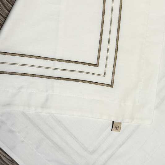 Ricco %100 Pamuk Saten Nakışlı Nevresim Takımı Kahve - Bej